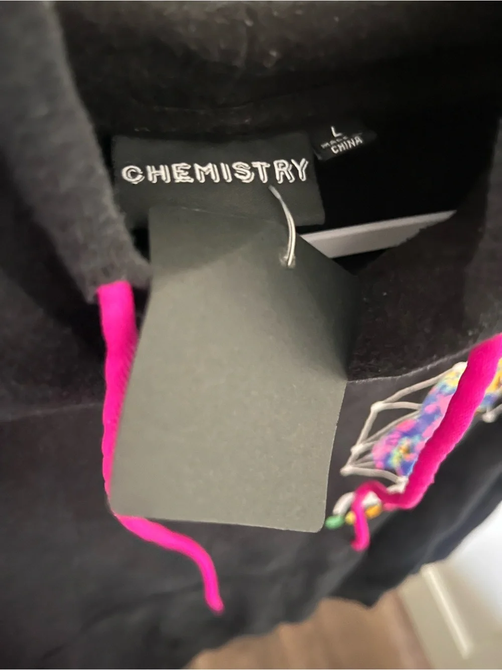 NASA Chemistry Black Crewneck Sweatshirt with Neon Astronaut Graphic
